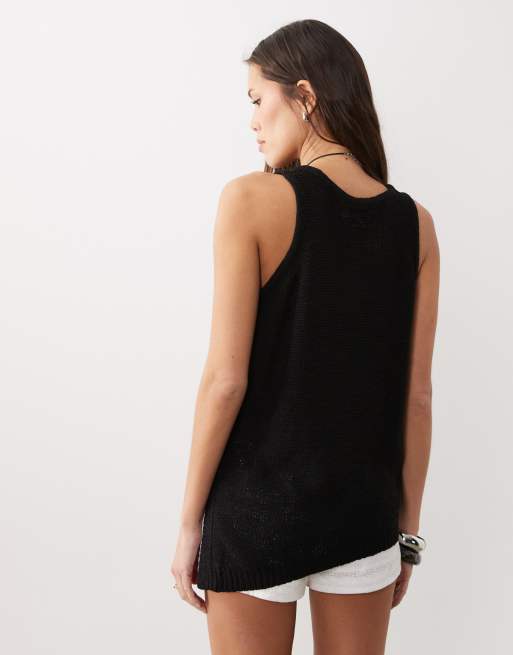 ASOS DESIGN tape a-line cami in black, 4 of 4