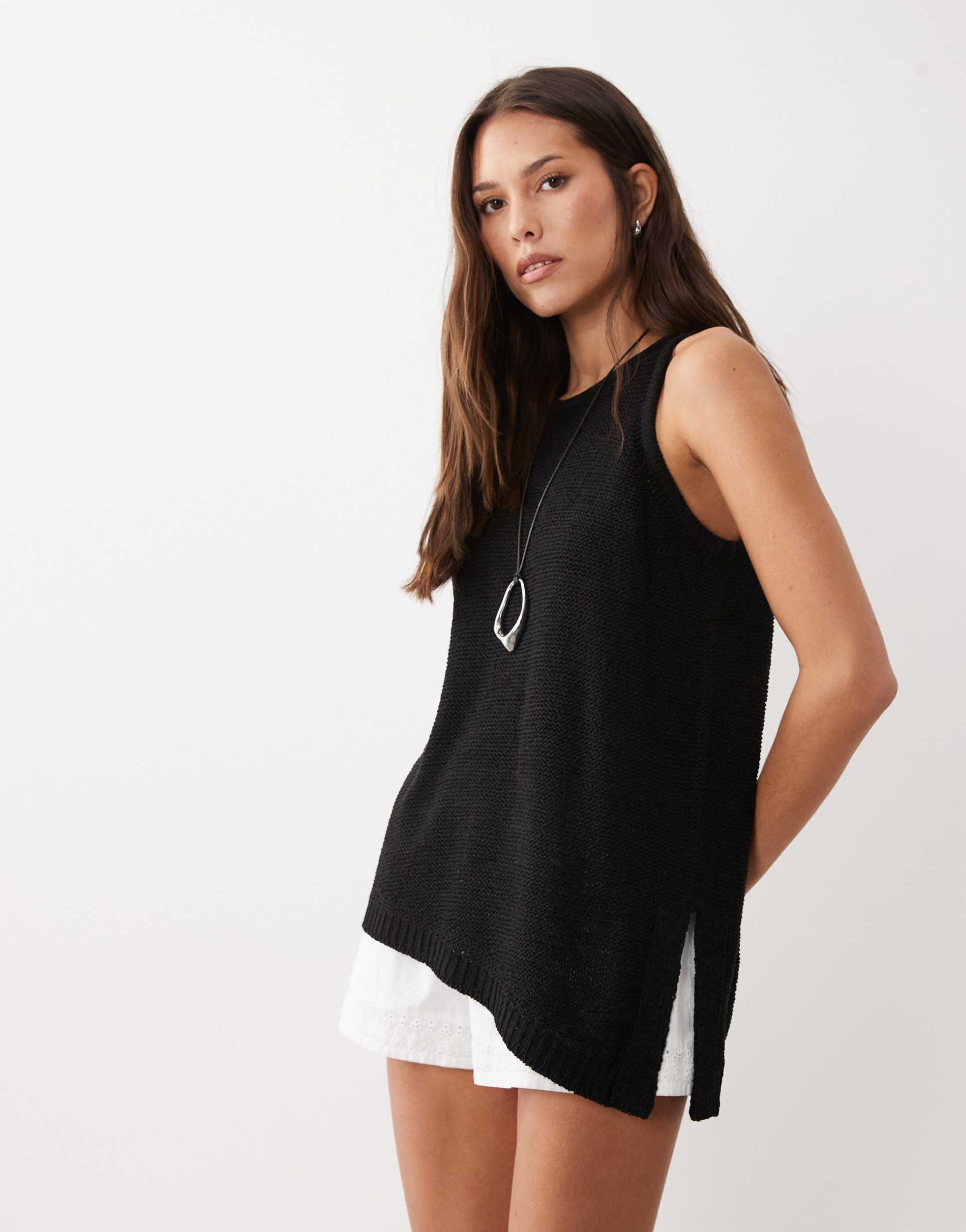 asos design tape a-line cami top in black