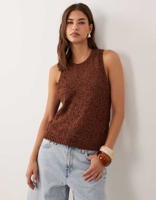 ASOS DESIGN tape race back tank in chocolate, 2 of 4