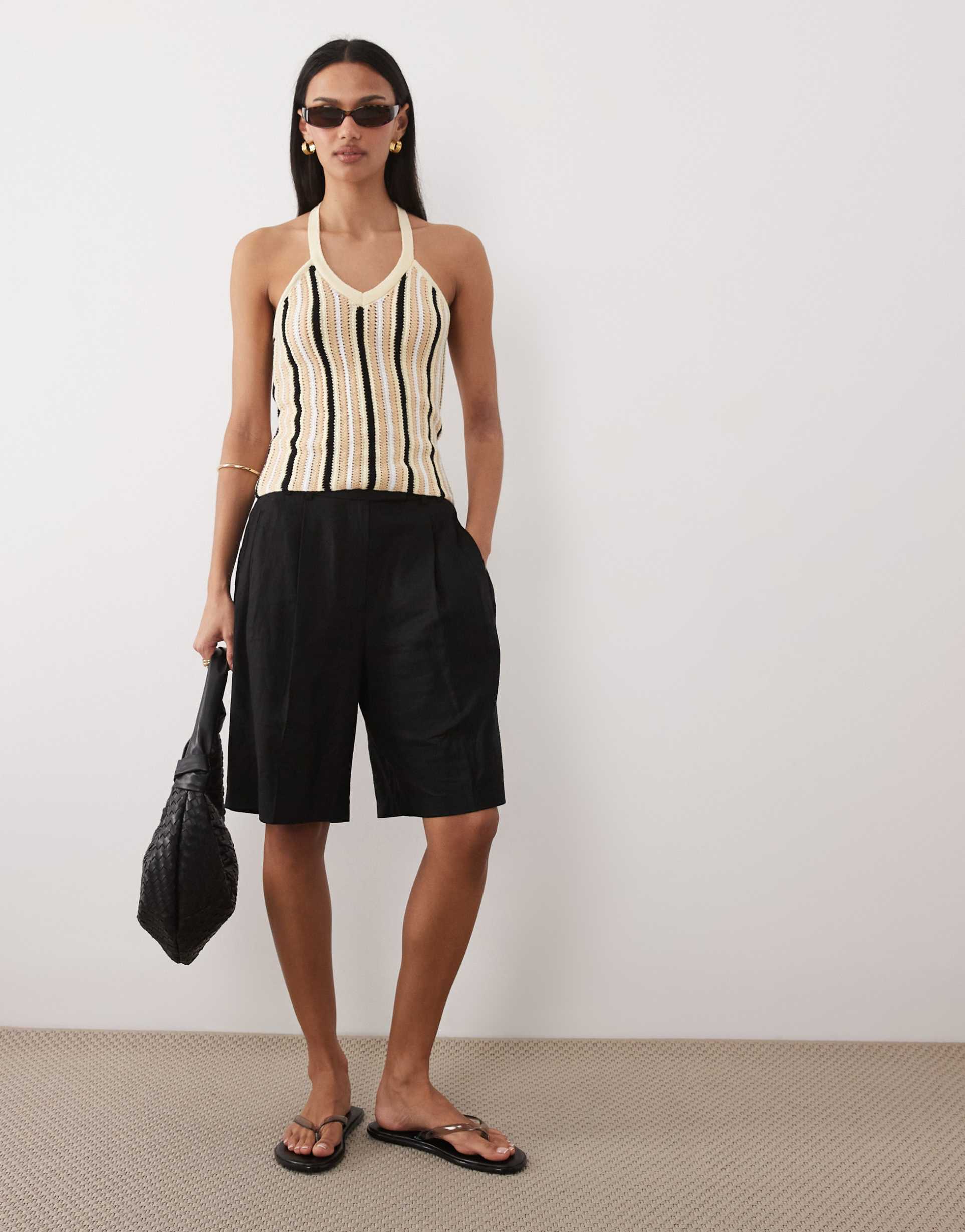 asos design tape striped halter top in multi