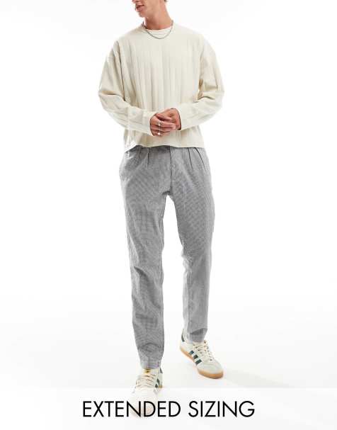 ASOS DESIGN - Tapered bukser med læg og teksturerede mikro-tern i sort/hvid - view 1