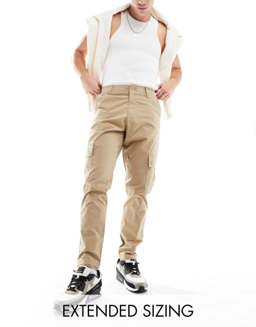 ASOS DESIGN tapered cargo pants in black with toggles