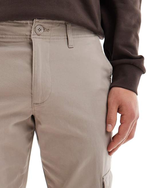 ASOS DESIGN tapered cargo pants in beige