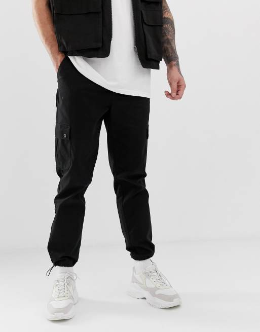 ASOS DESIGN tapered joggers in black