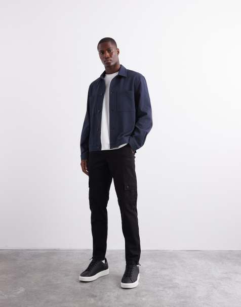 ASOS DESIGN tapered cargo pants in black - view 1