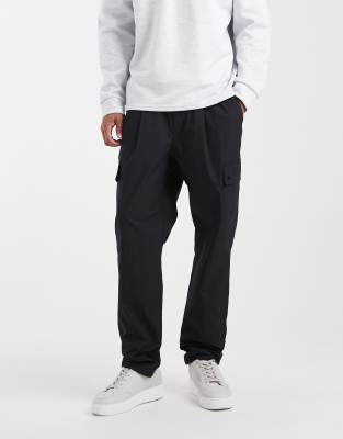 Asos Design Tapered Cargo Pants In Black