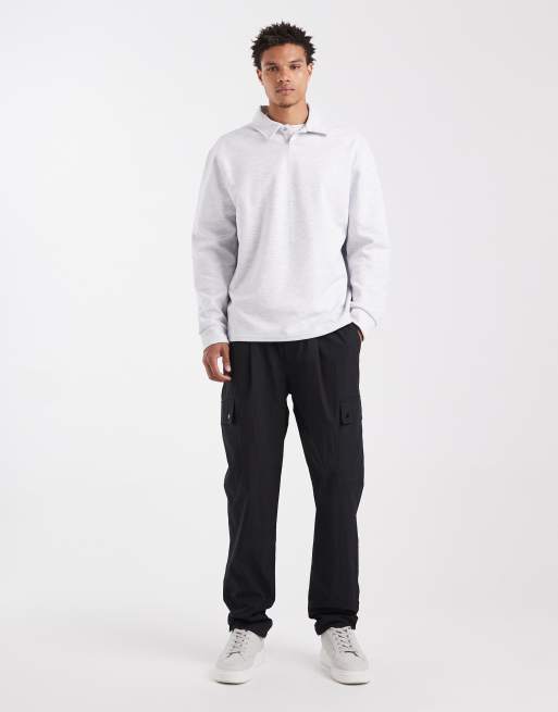 ASOS DESIGN tapered cargo pants in black