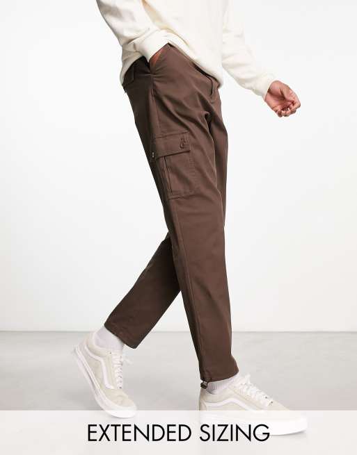 ASOS DESIGN tapered cargo pants in brown