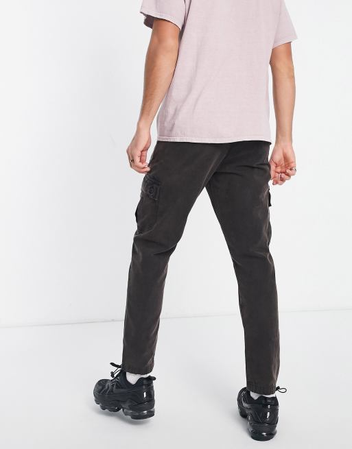 ASOS DESIGN tapered cargo pants in navy