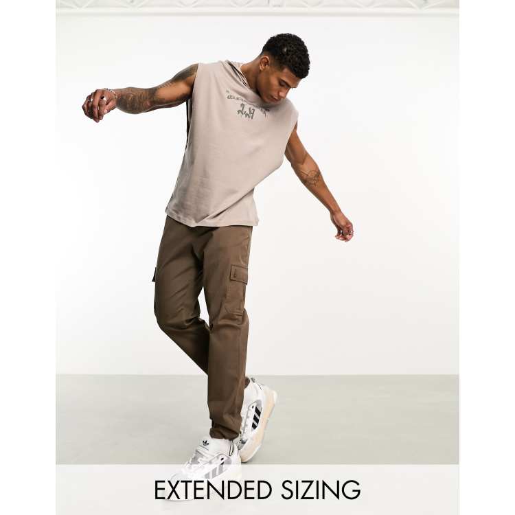 ASOS DESIGN tapered cargo pants in chocolate brown