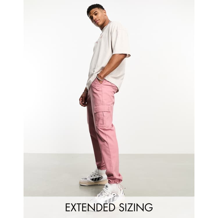 Pink cargo hot sale pants mens