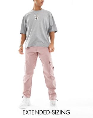 Asos Design Tapered Cargo Pants In Dusty Rose-pink