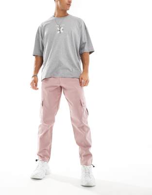 Asos Design Tapered Cargo Pants In Dusty Rose-pink