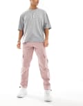 [ASOS DESIGN] ASOS DESIGN tapered cargo pants in dusty rose-Pink W29 L30 PINK