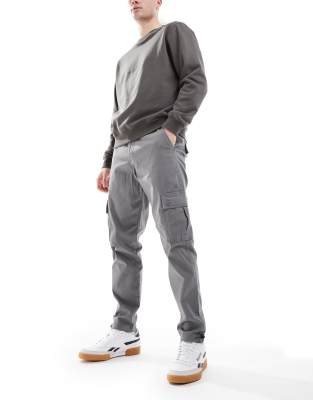 Asos Design Tapered Cargo Pants In Gray