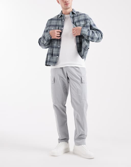 ASOS DESIGN tapered cargo pants in gray