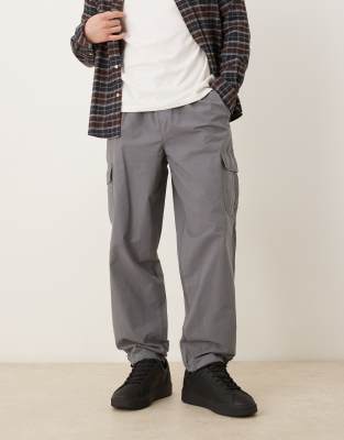 Asos Design Tapered Cargo Pants In Gray