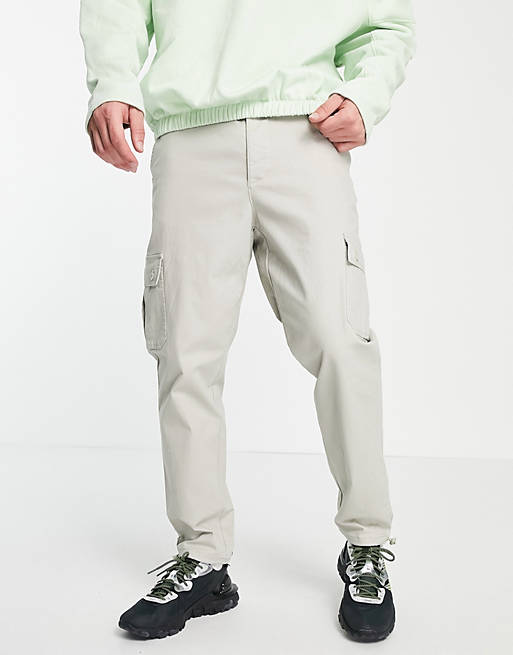ASOS DESIGN tapered cargo pants in gray