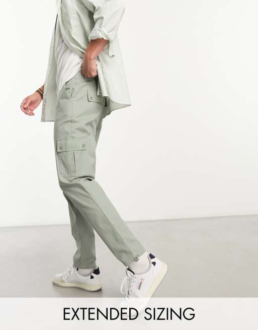 ASOS DESIGN tapered cargo pants in green