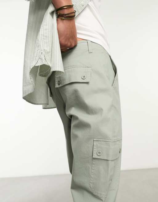 ASOS DESIGN tapered cargo pants in green