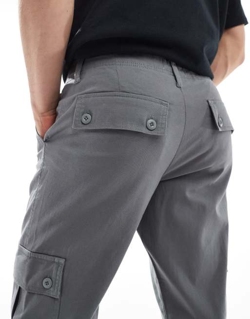 ASOS DESIGN tapered cargo pants in gray
