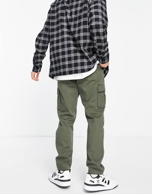 Asos Design Tapered Cargo Pants In Dark Brown With 3d Pockets