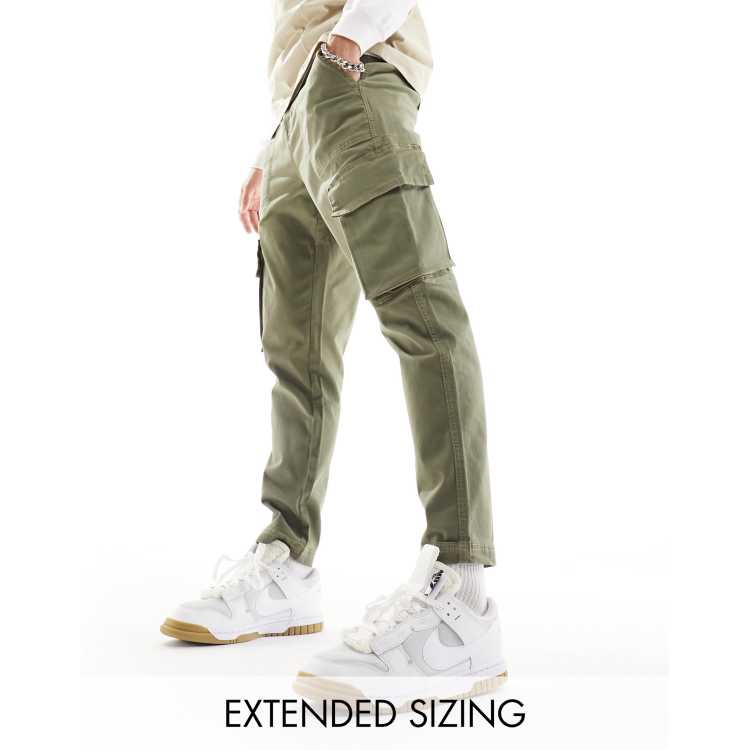 ASOS DESIGN tapered cargo pants in khaki