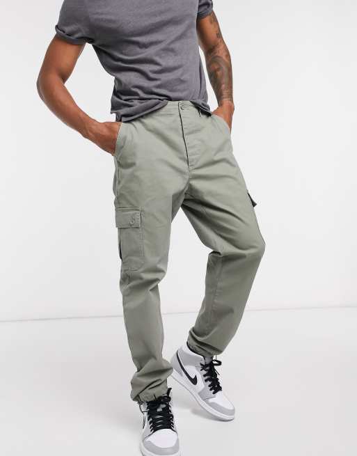 ASOS DESIGN tapered cargo pants in khaki | ASOS