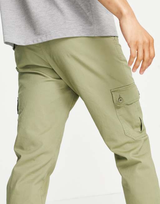 Women's Light Green Solid Cotton Cargo