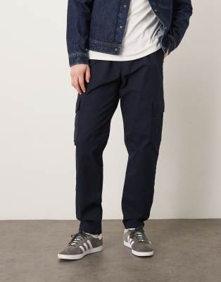 Asos Design Tapered Cargo Pants In Black