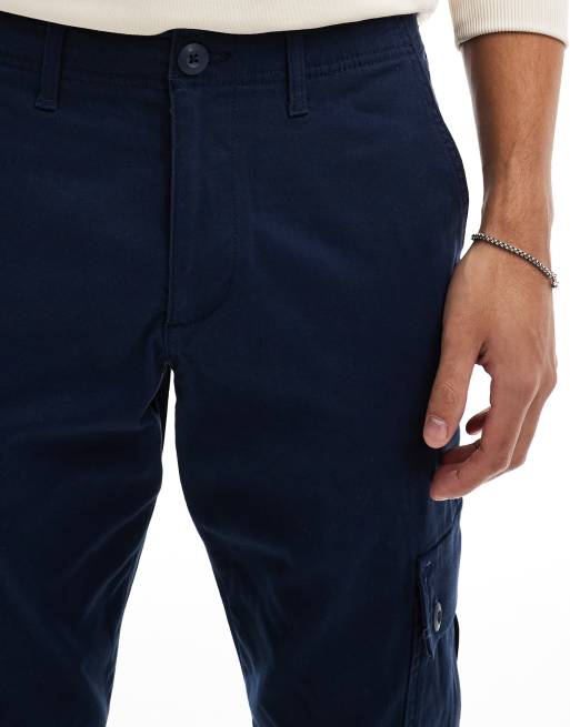 ASOS DESIGN tapered cargo pants in navy, 4 of 5
