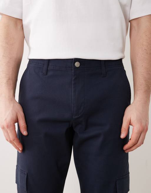ASOS DESIGN tapered cargo pants in navy, 5 of 5