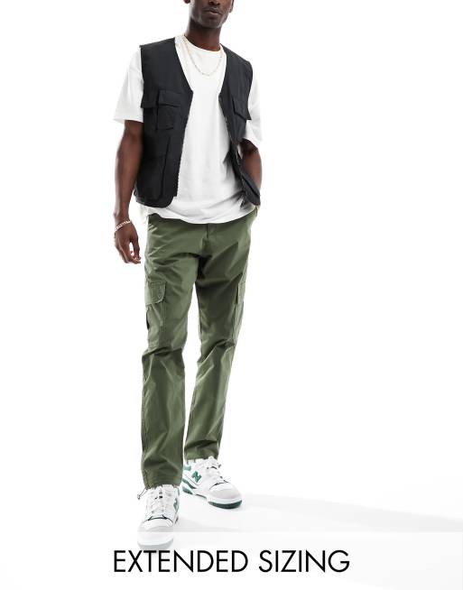 ASOS DESIGN tapered cargo pants in olive green