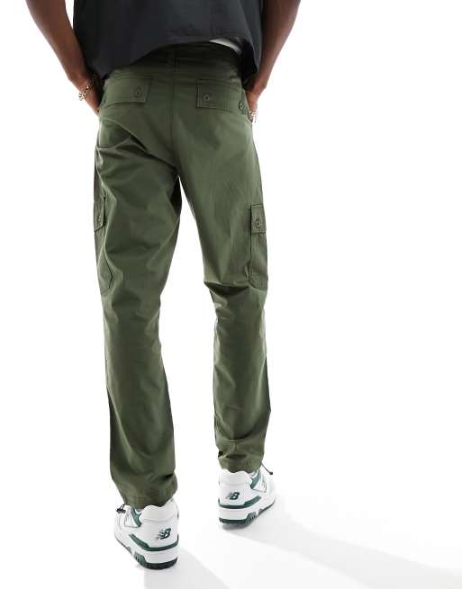 ASOS DESIGN tapered cargo pants in olive green