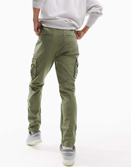 ASOS DESIGN pleat front chino with cargo pockets in sage