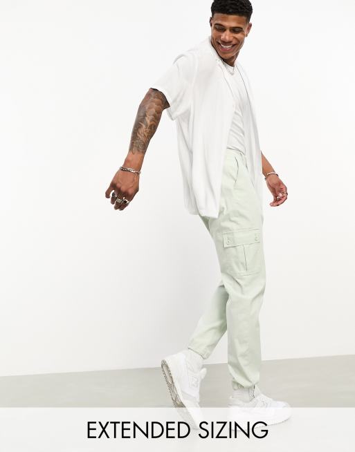 ASOS DESIGN tapered cargo pants in sage green
