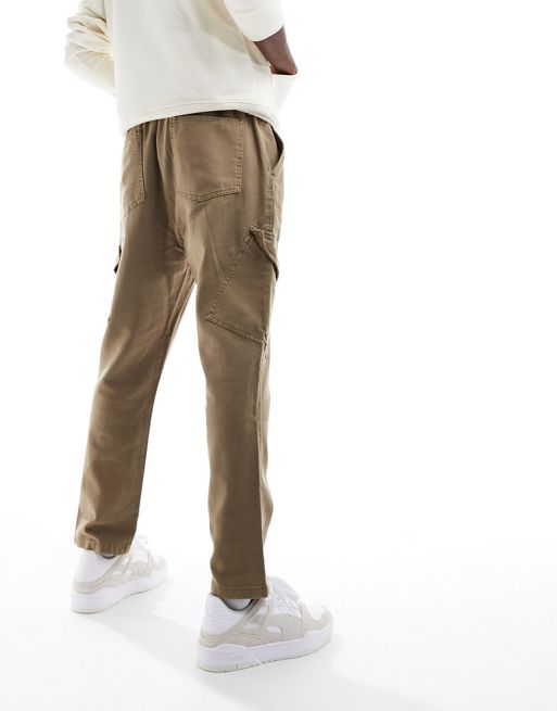 ASOS DESIGN tapered chino joggers in beige