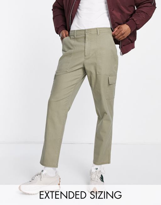 ASOS DESIGN tapered cargo pants in washed khaki