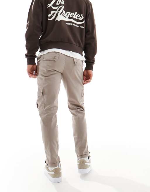 ASOS DESIGN tapered cargo trouser in beige, 4 of 5