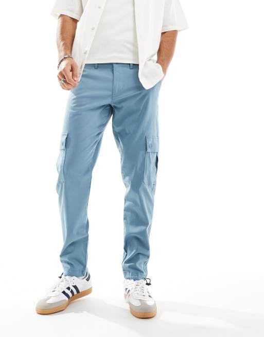 ASOS DESIGN tapered cargo trouser in blue