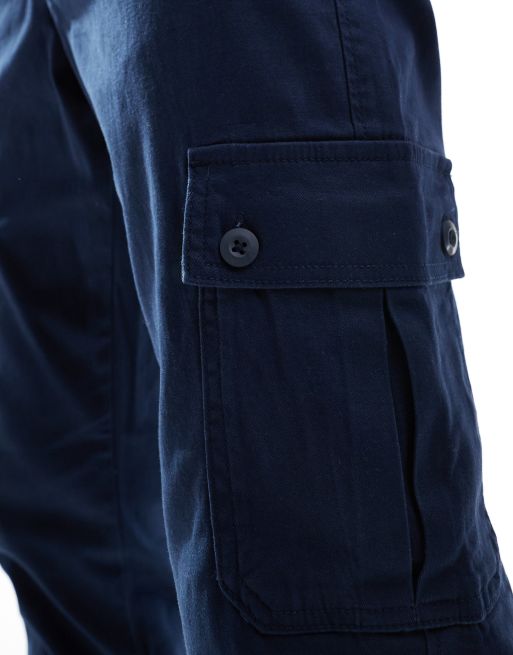 ASOS DESIGN tapered cargo trouser in navy, 5 of 5