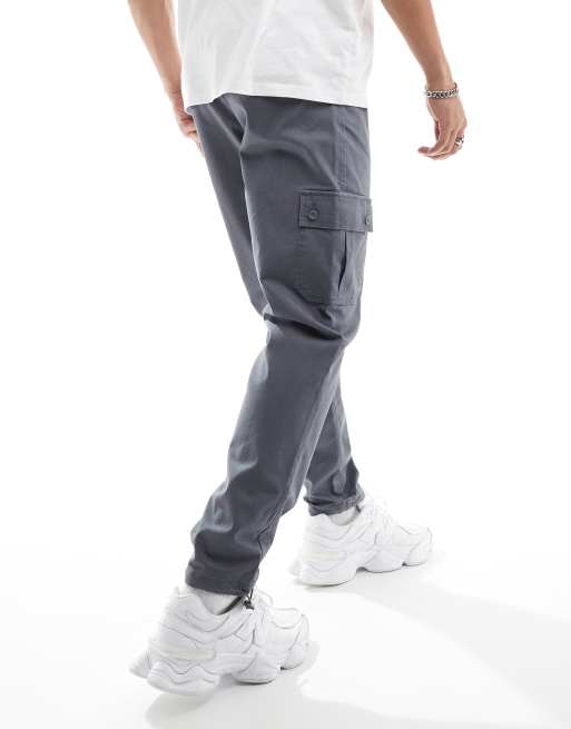 ASOS DESIGN tapered cargo trousers in dark grey