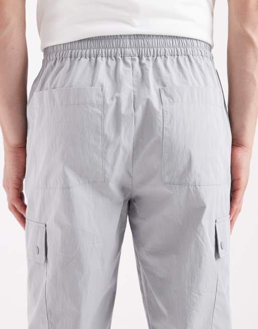 ASOS DESIGN tapered cargo trousers in grey, 5 of 5