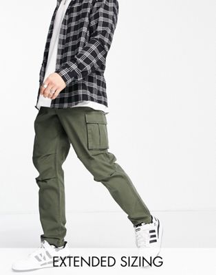 ASOS DESIGN tapered cargo trousers in khaki with 3D pockets - ASOS Price Checker