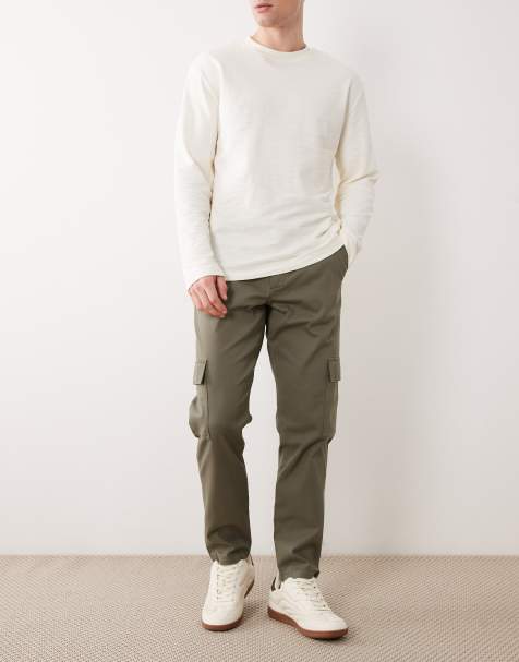 ASOS DESIGN tapered cargo trousers in khaki - view 1