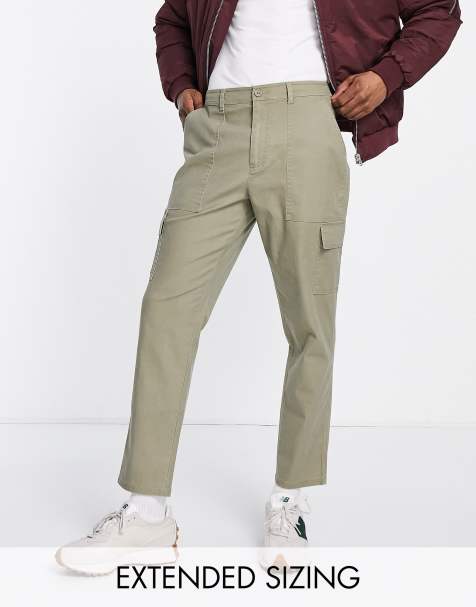 ASOS DESIGN - Tapered cargobukser i forvasket kaki - view 1