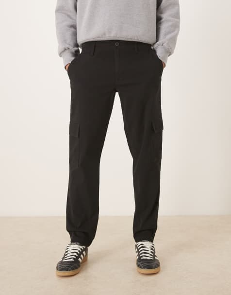 ASOS DESIGN tapered cargos in black