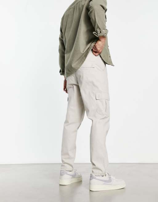 ASOS DESIGN tapered cargos in light grey, 4 of 4