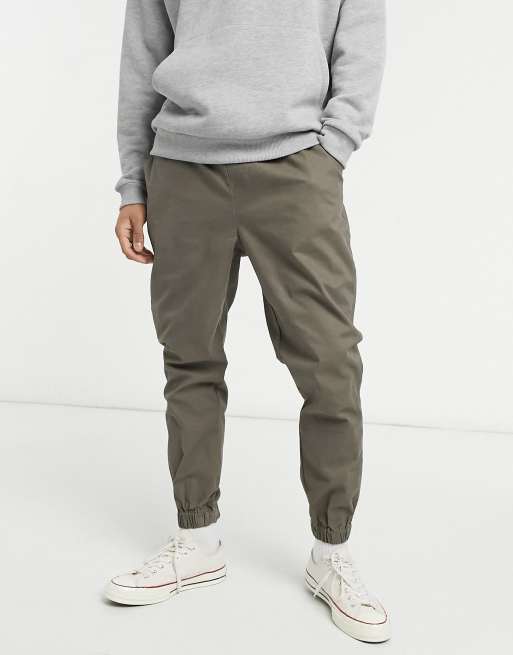 ASOS DESIGN tapered chino joggers in beige