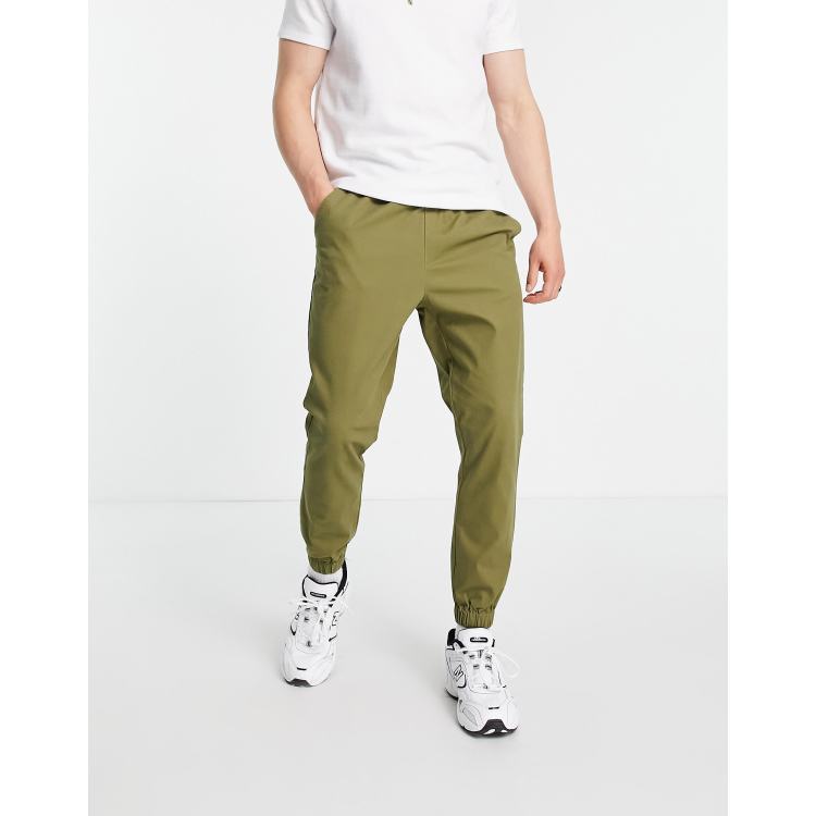 ASOS DESIGN tapered chino joggers with elasticated waist in khaki